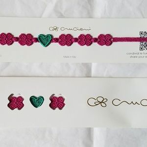 Cruciani Bracelet You Star Rose Teal NIB NEW Auth